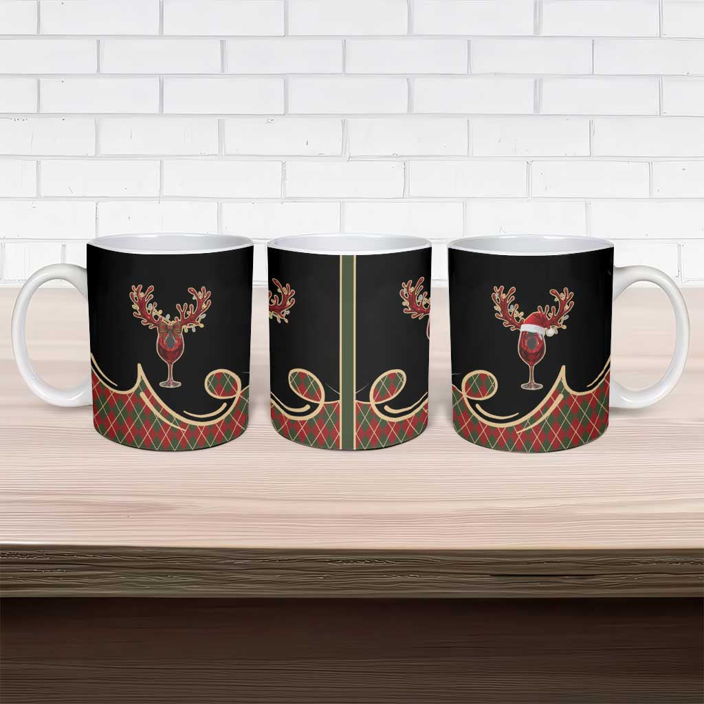 Western Yoke Ceramic Mug Wine Deer Christmas Argyle Patterns - Wonder Print Shop