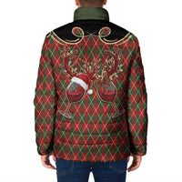 Western Yoke Padded Jacket Wine Deer Christmas Argyle Patterns - Wonder Print Shop