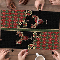 Western Yoke Puzzle Wine Deer Christmas Argyle Patterns - Wonder Print Shop