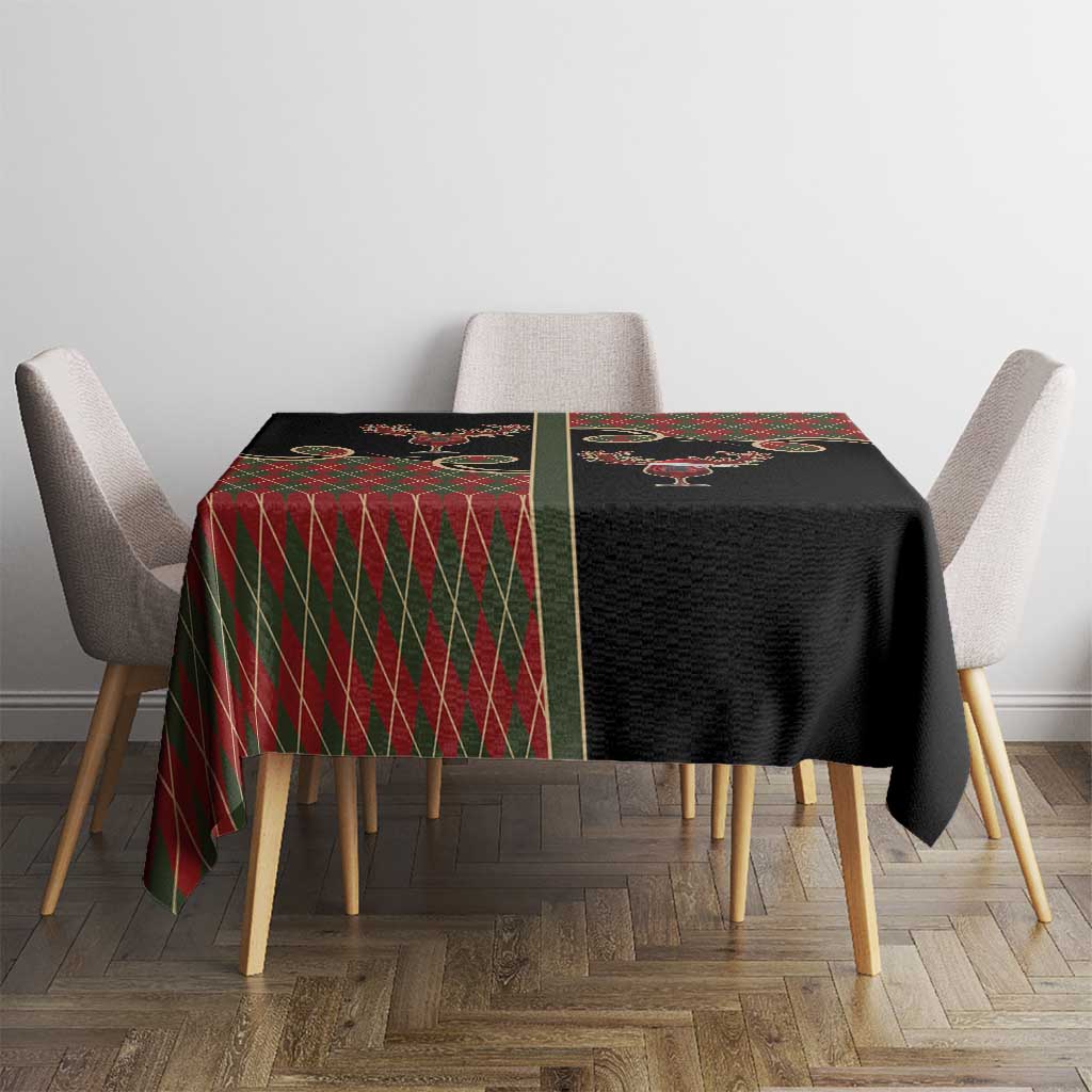 Western Yoke Tablecloth Wine Deer Christmas Argyle Patterns - Wonder Print Shop