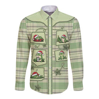 Western Yoke Long Sleeve Button Shirt Frog Christmas Cute Style - Wonder Print Shop