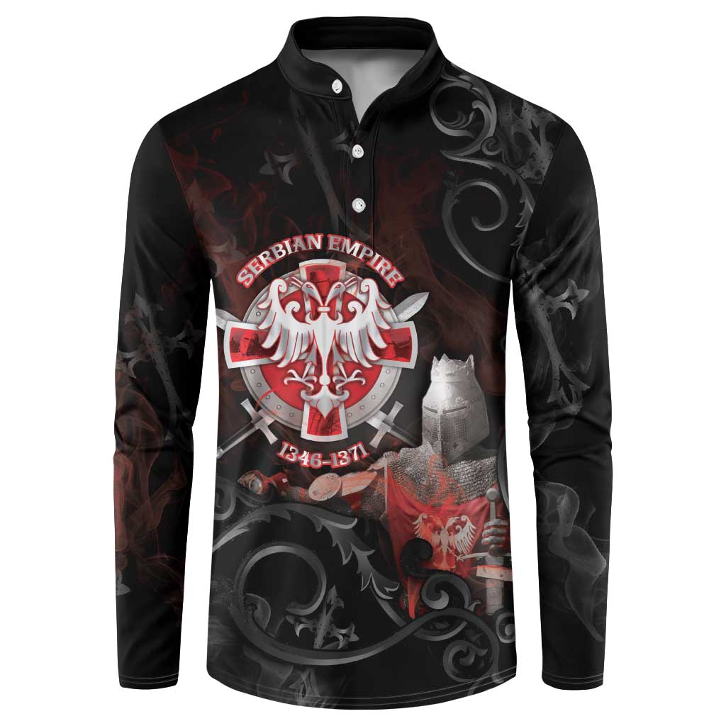 Serbian Empire Button Sweatshirt Knight With Emblem Double Eagle - Wonder Print Shop