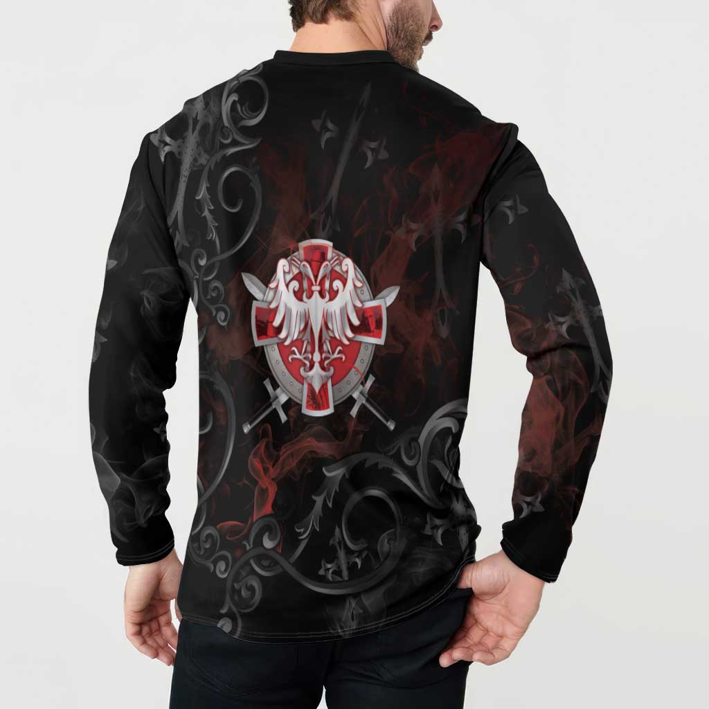Serbian Empire Button Sweatshirt Knight With Emblem Double Eagle - Wonder Print Shop
