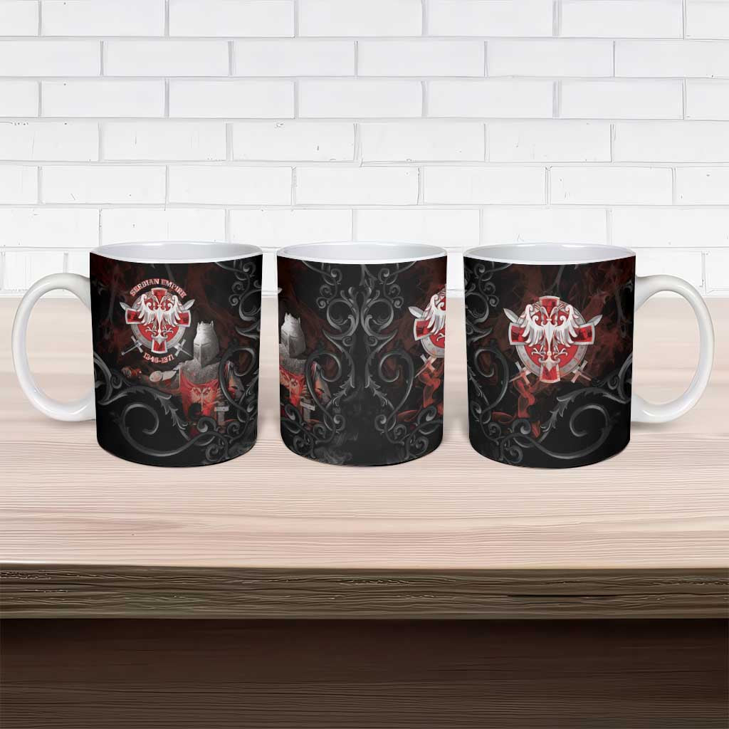Serbian Empire Ceramic Mug Knight With Emblem Double Eagle - Wonder Print Shop