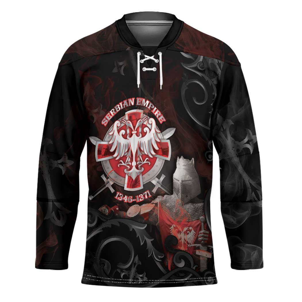Serbian Empire Hockey Jersey Knight With Emblem Double Eagle - Wonder Print Shop
