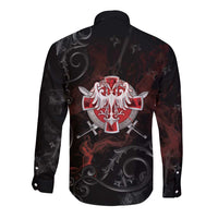 Serbian Empire Long Sleeve Button Shirt Knight With Emblem Double Eagle - Wonder Print Shop