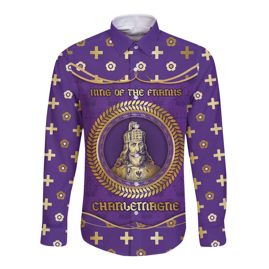 Carolingian Empire Long Sleeve Button Shirt Charlemagne King Of The Franks - Wonder Print Shop