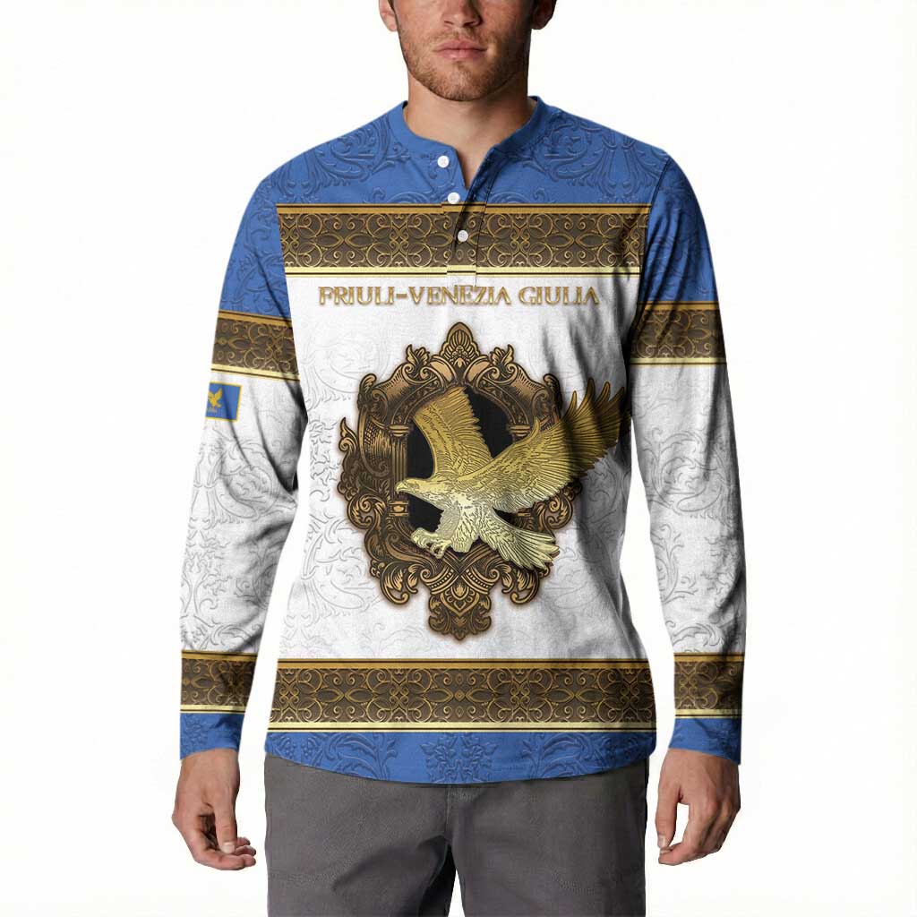 Personalized Italy Friuli-Venezia Giulia Button Sweatshirt Golden Eagle With Baroque Patterns