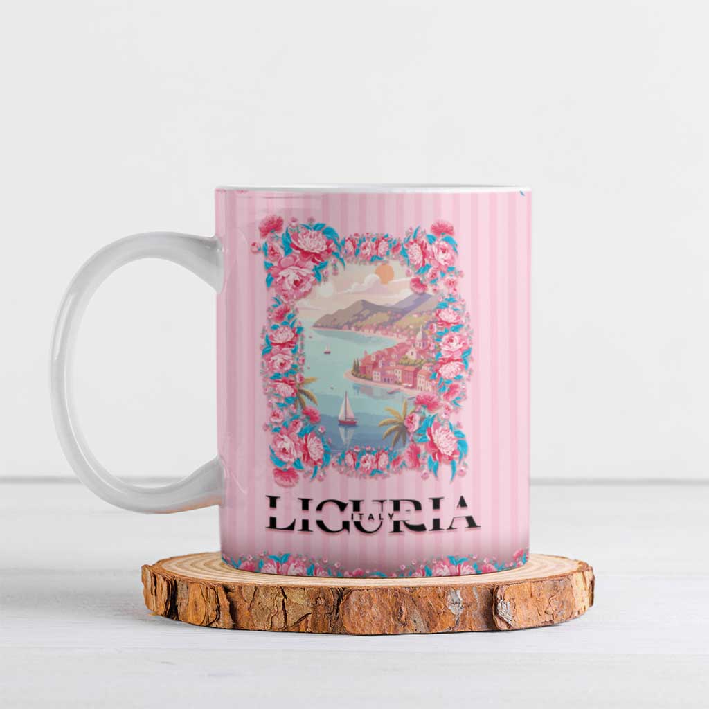 Personalized Italy Liguria Ceramic Mug Carnation Flowers Of The Riviera
