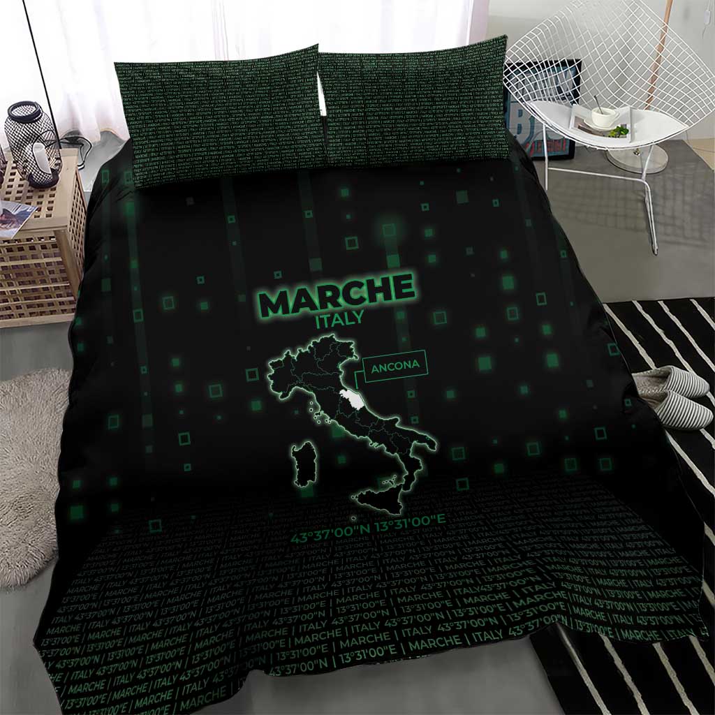 Italy Marche Bedding Set Map And Coordinates Code