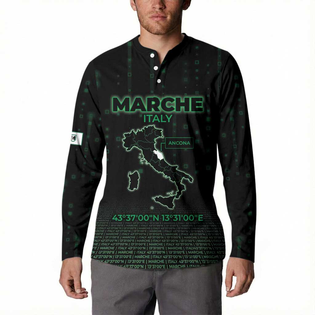 Personalized Italy Marche Button Sweatshirt Map And Coordinates Code