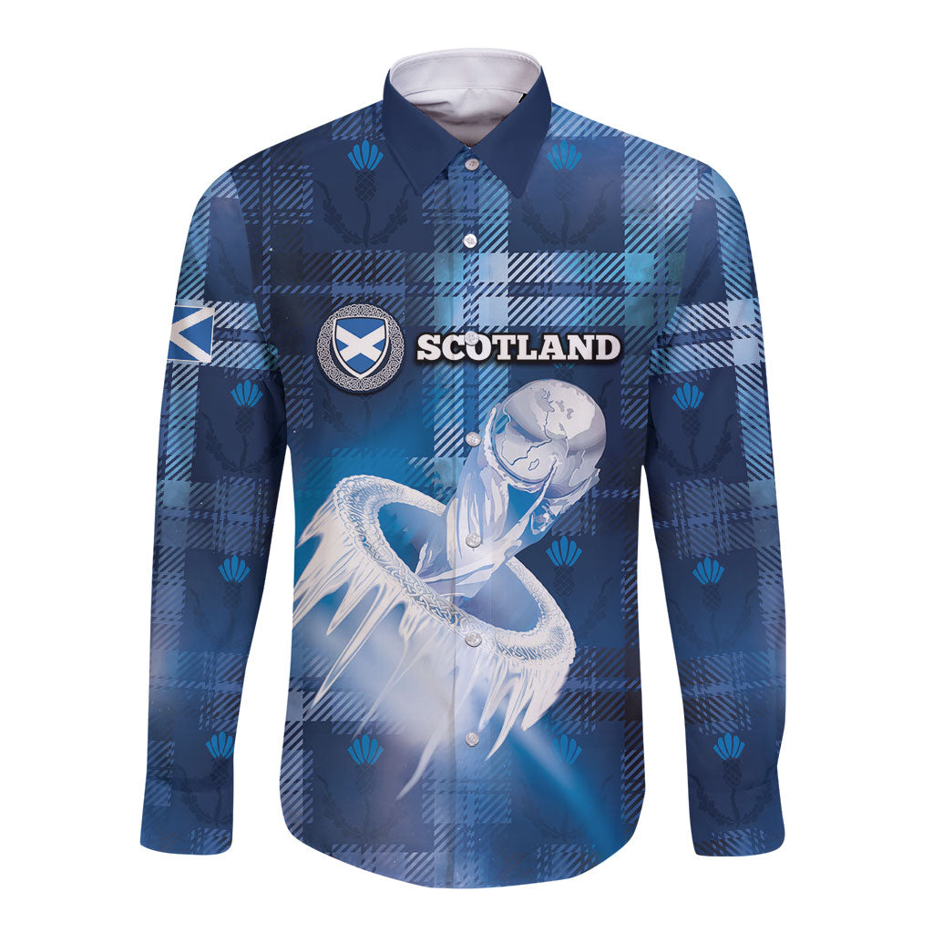 Custom Scotland Football Long Sleeve Button Shirt Ice Hole Celtic Thistle Tartan Flower Patterns