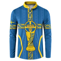 Custom Sweden Football Button Sweatshirt Three Crowns Golden DNA Trophy
