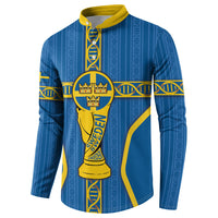 Custom Sweden Football Button Sweatshirt Three Crowns Golden DNA Trophy