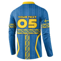 Custom Sweden Football Button Sweatshirt Three Crowns Golden DNA Trophy