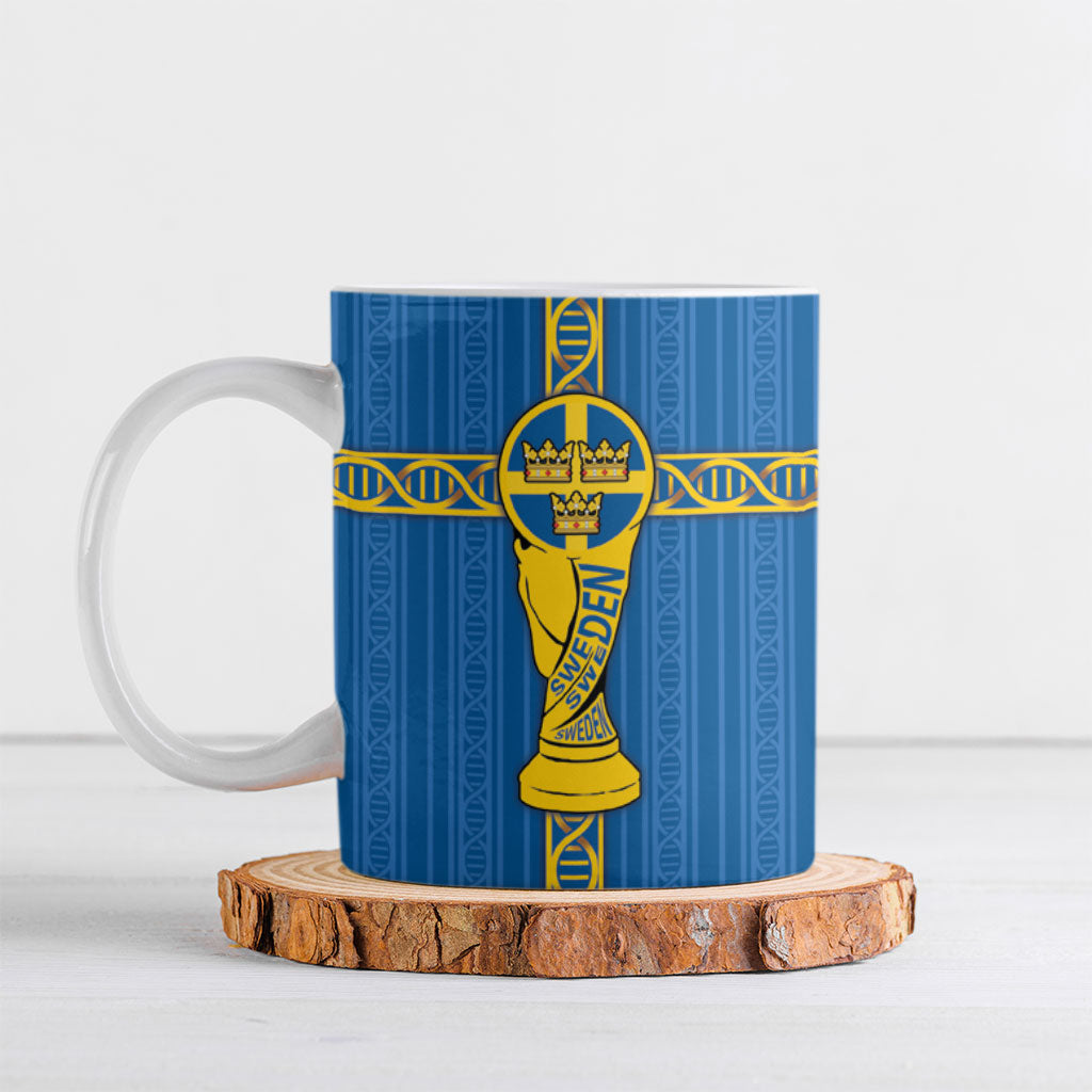 Custom Sweden Football Ceramic Mug Three Crowns Golden DNA Trophy