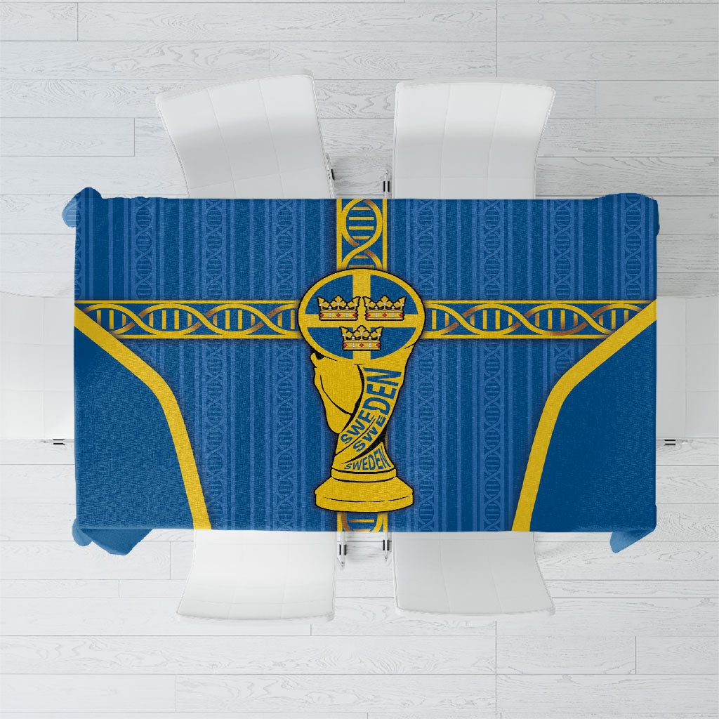 Sweden Football Tablecloth Three Crowns Golden DNA Trophy