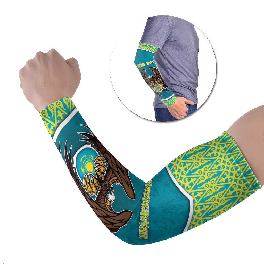 Kazakhstan Arm Sleeves The Eagle With Kazakh Patterns - Wonder Print Shop