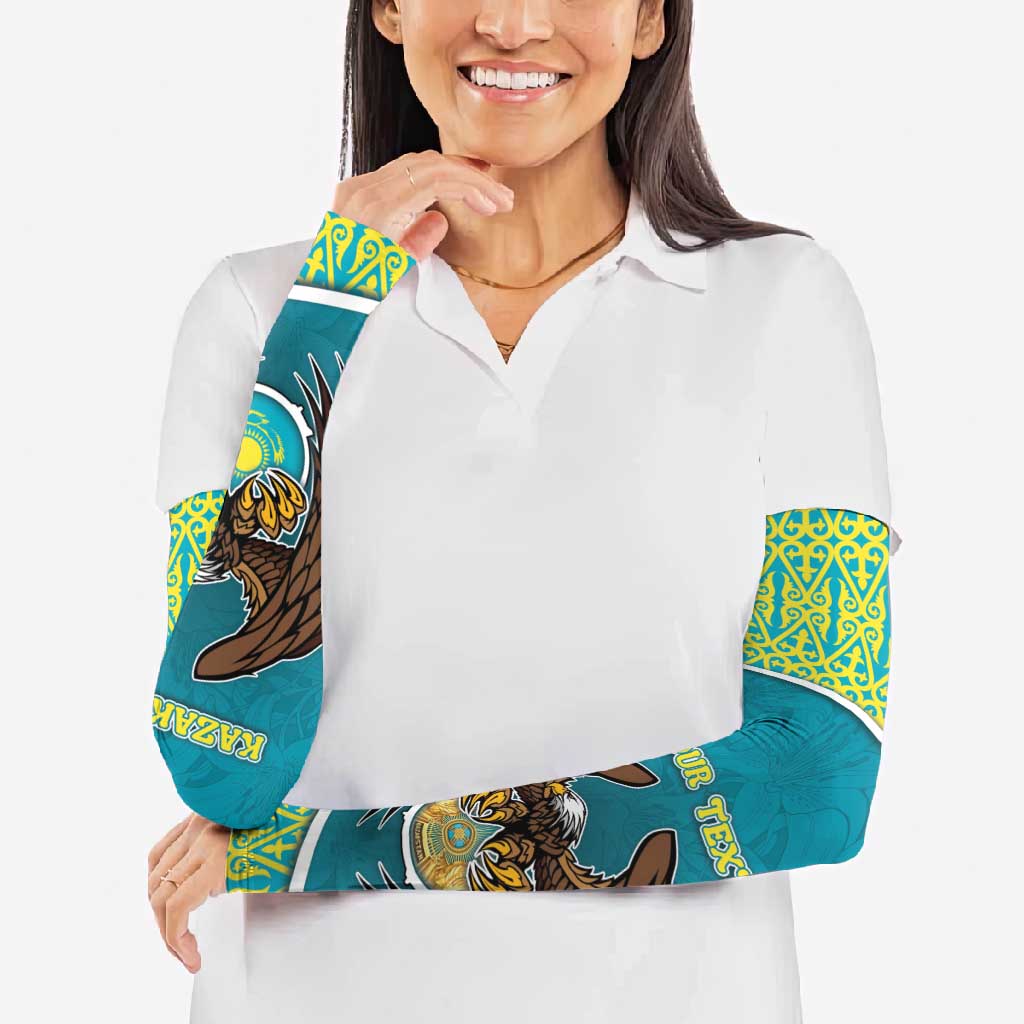Kazakhstan Arm Sleeves The Eagle With Kazakh Patterns - Wonder Print Shop