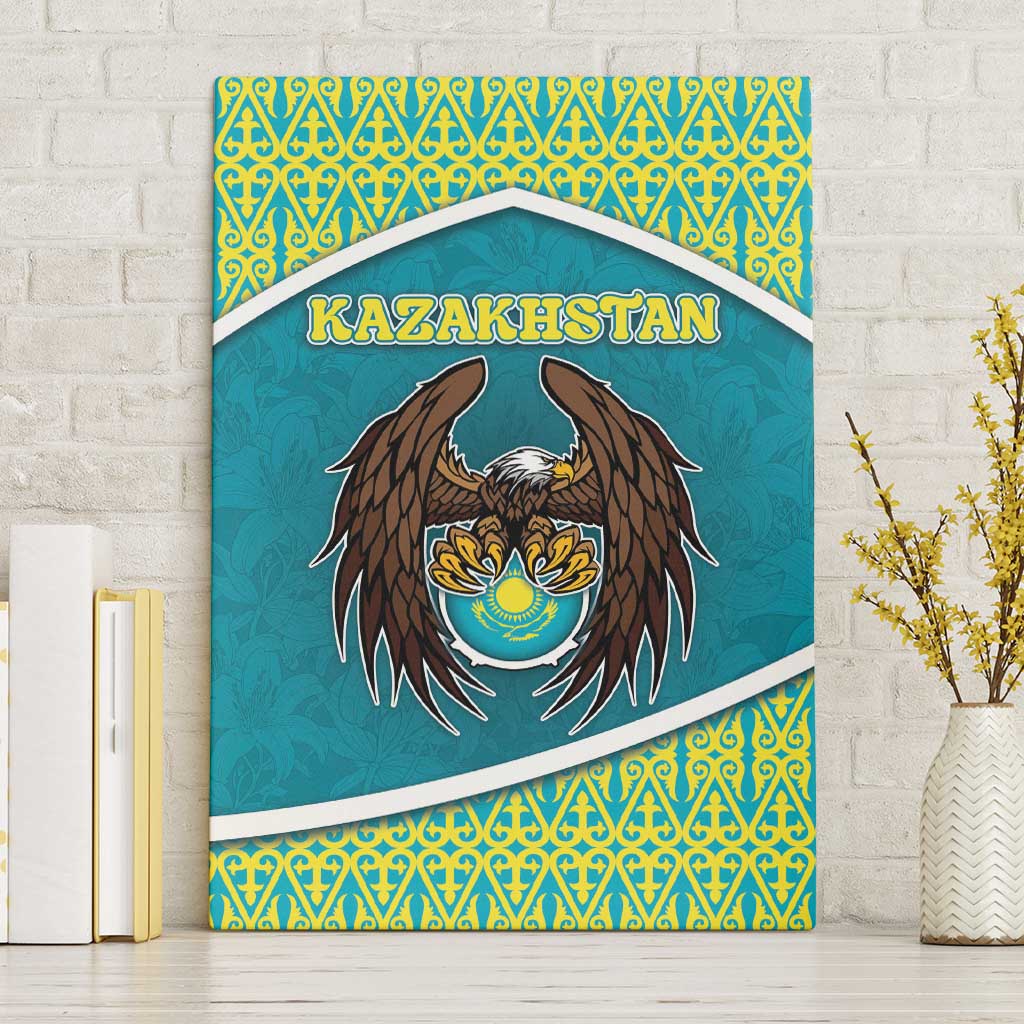 Kazakhstan Canvas Wall Art The Eagle With Kazakh Patterns - Wonder Print Shop