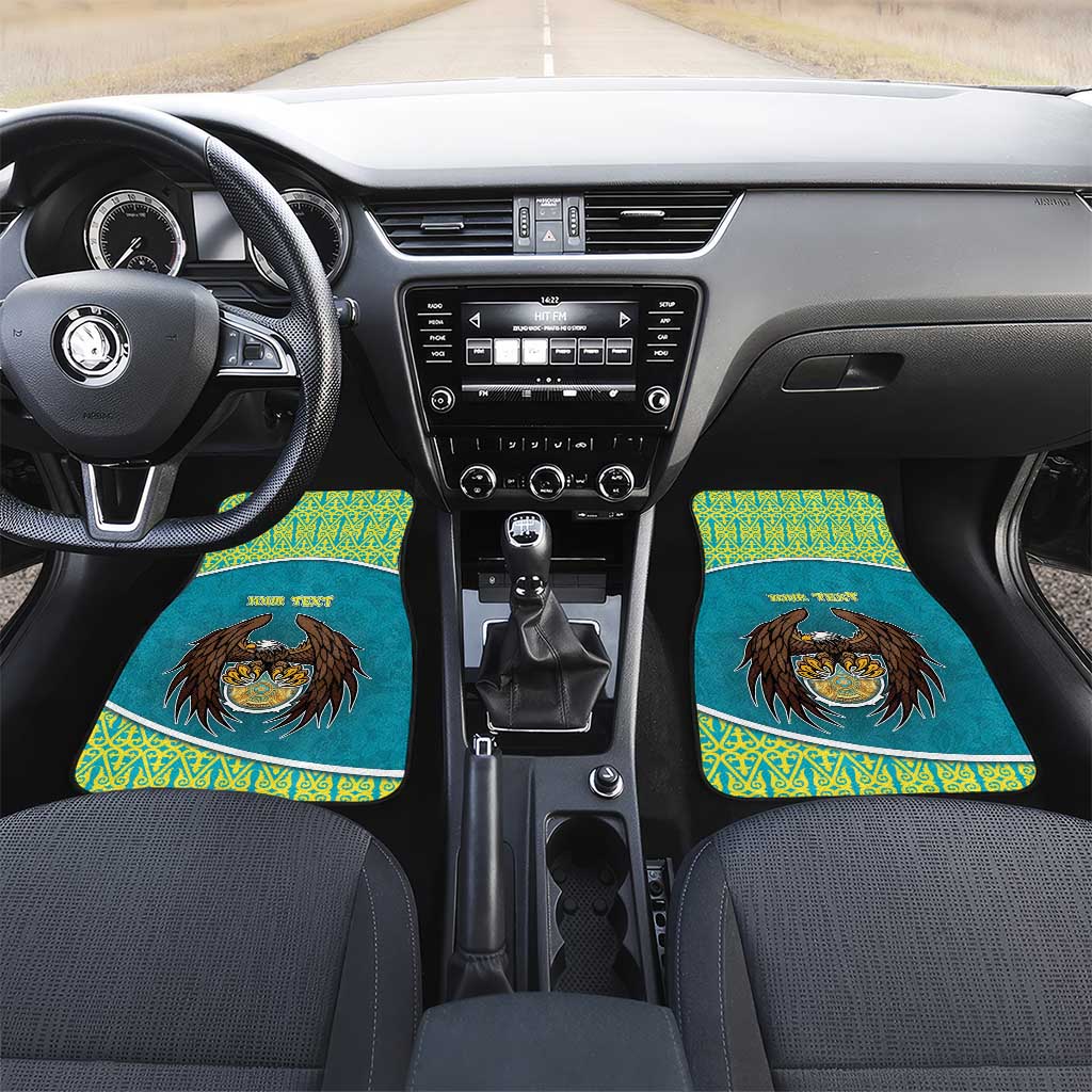 Kazakhstan Car Mats The Eagle With Kazakh Patterns - Wonder Print Shop