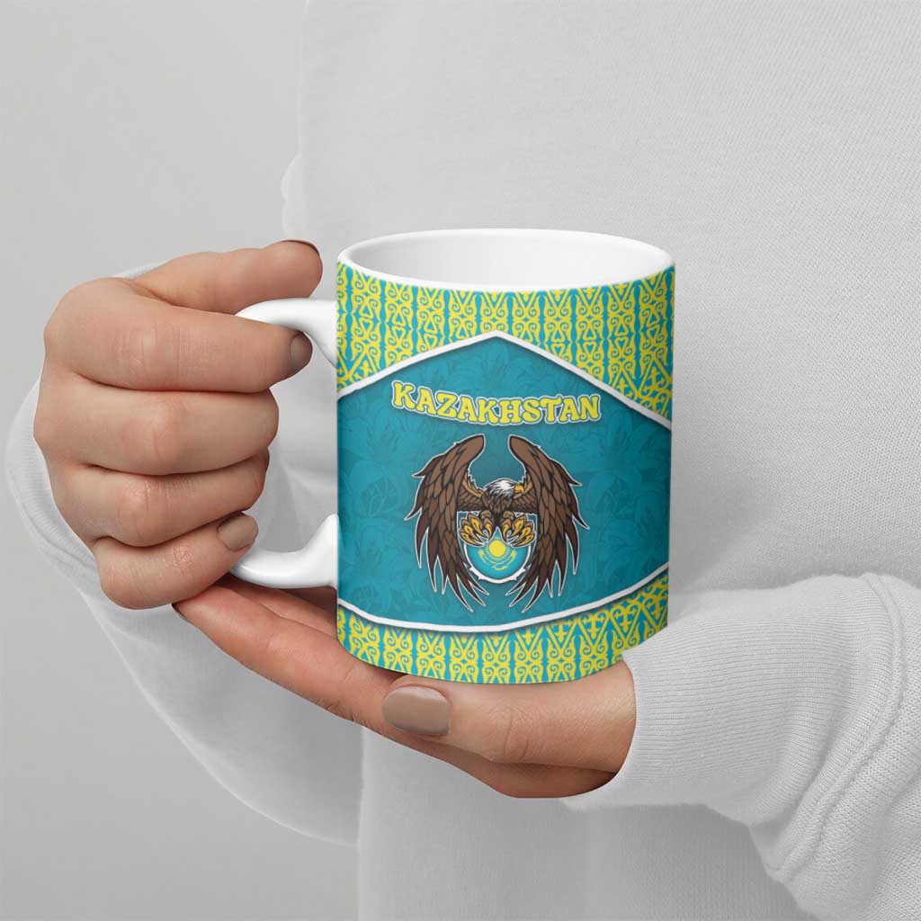 Personalized Kazakhstan Ceramic Mug The Eagle With Kazakh Patterns - Wonder Print Shop