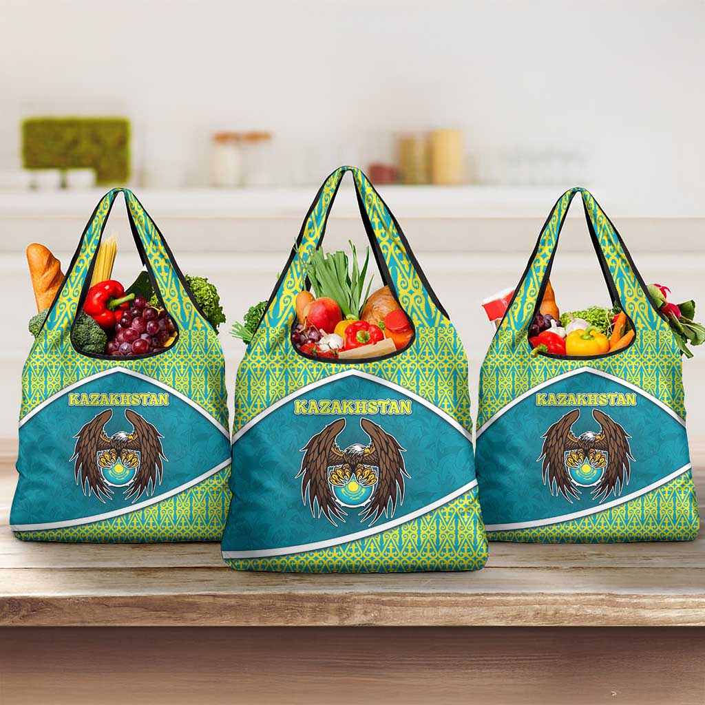 Kazakhstan Grocery Bag The Eagle With Kazakh Patterns - Wonder Print Shop