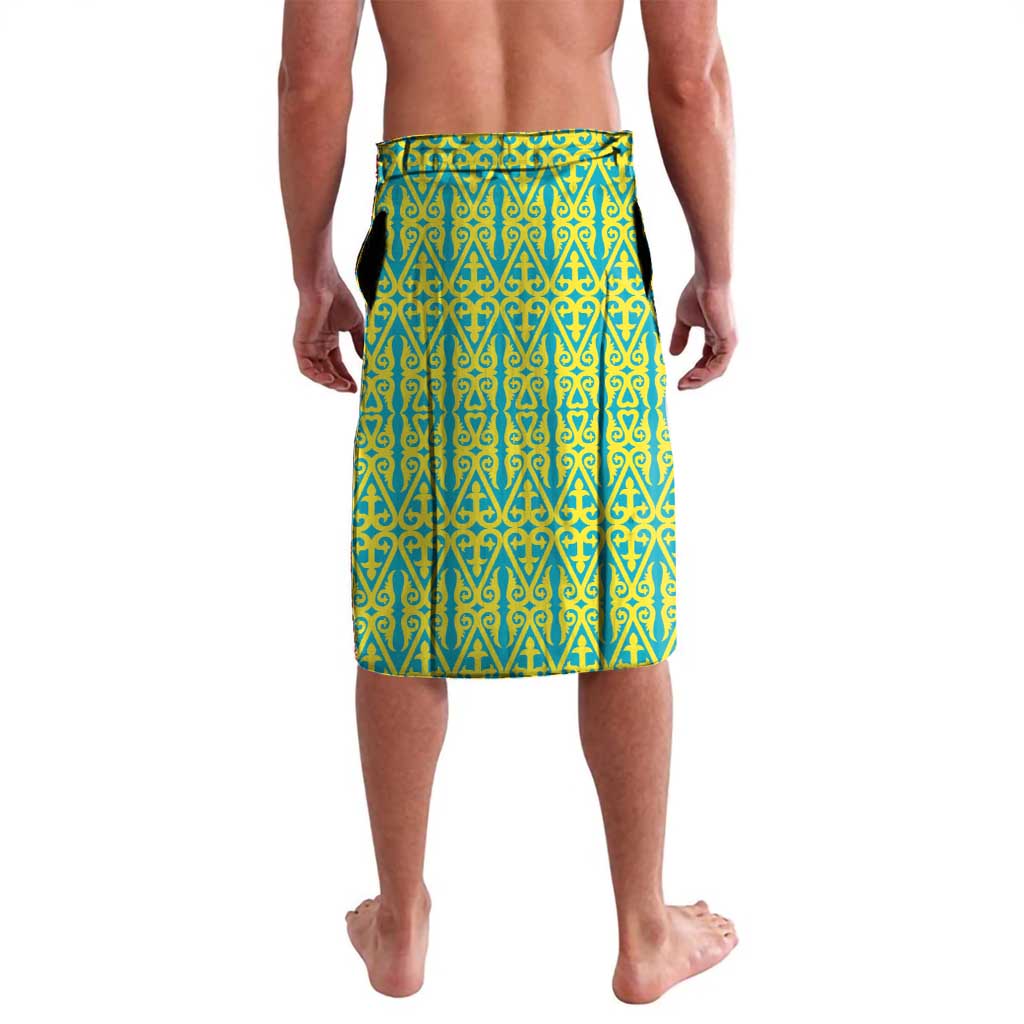 Personalized Kazakhstan Lavalava The Eagle With Kazakh Patterns - Wonder Print Shop