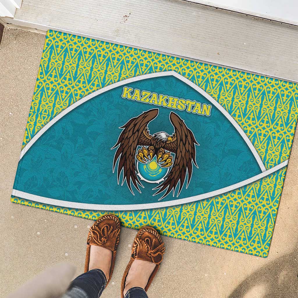 Kazakhstan Rubber Doormat The Eagle With Kazakh Patterns - Wonder Print Shop