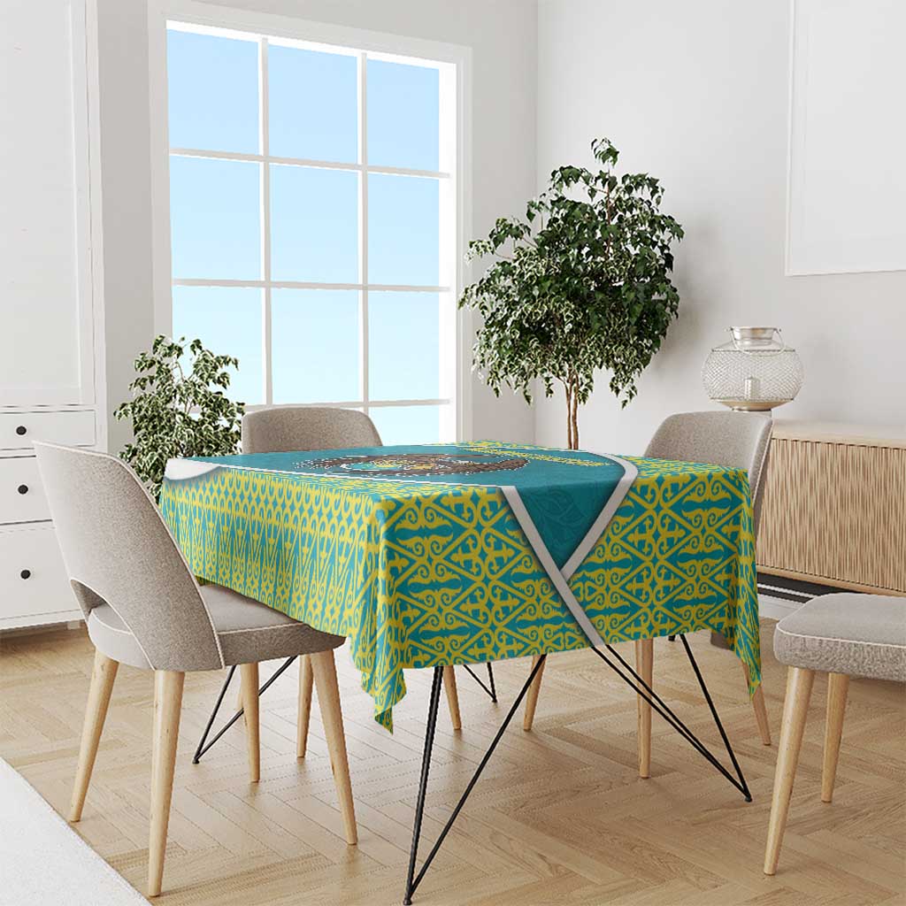Kazakhstan Tablecloth The Eagle With Kazakh Patterns - Wonder Print Shop