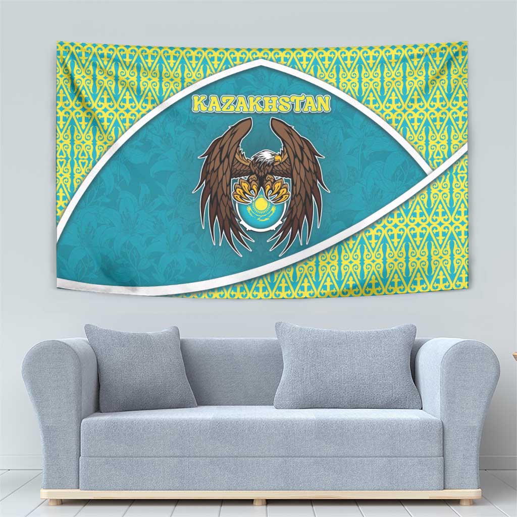 Kazakhstan Tapestry The Eagle With Kazakh Patterns - Wonder Print Shop