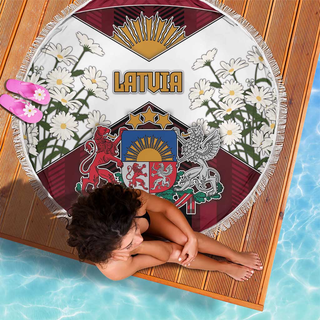 Latvia Beach Blanket Symbol With Latvians Patterns - Wonder Print Shop
