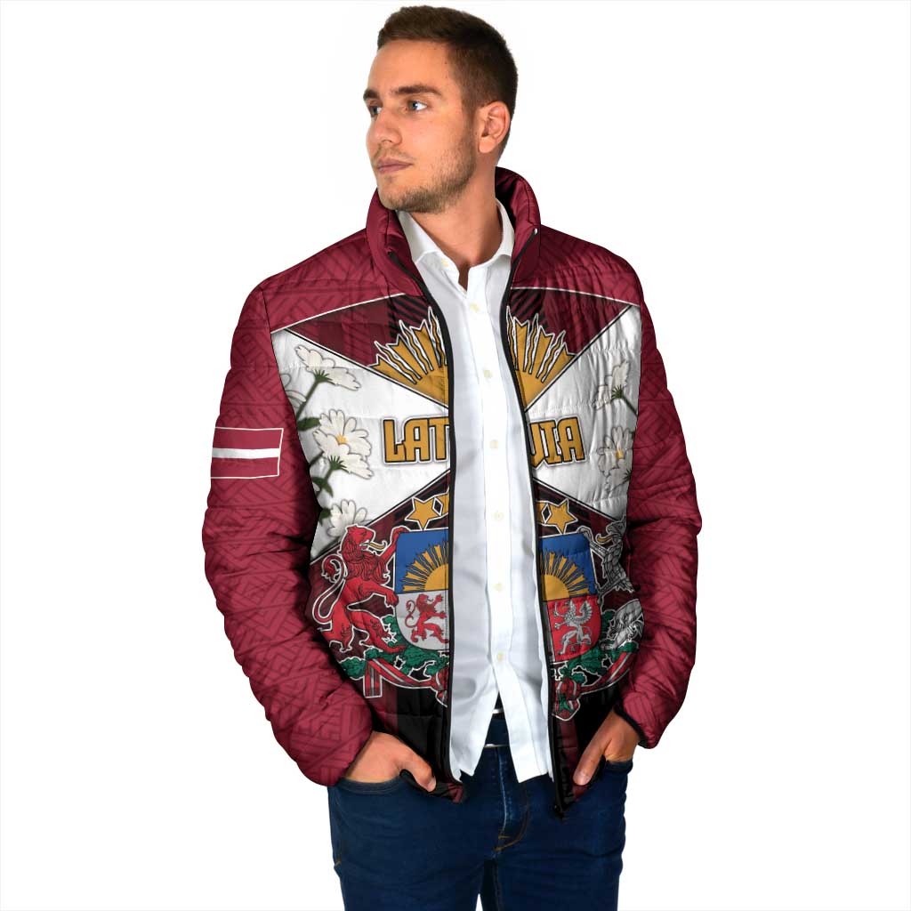 Personalized Latvia Padded Jacket Symbol With Latvians Patterns - Wonder Print Shop