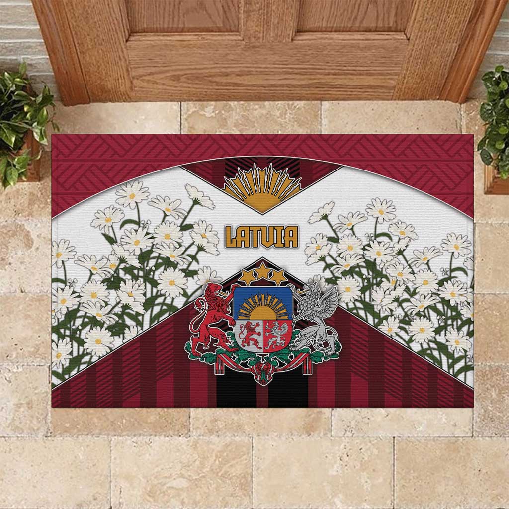 Latvia Rubber Doormat Symbol With Latvians Patterns - Wonder Print Shop