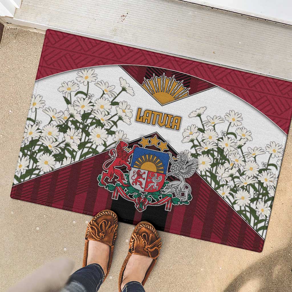 Latvia Rubber Doormat Symbol With Latvians Patterns - Wonder Print Shop