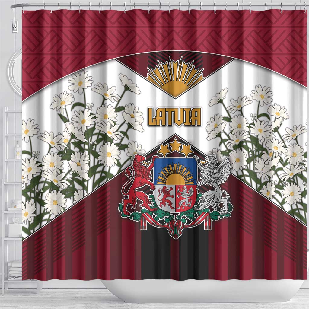 Latvia Shower Curtain Symbol With Latvians Patterns - Wonder Print Shop