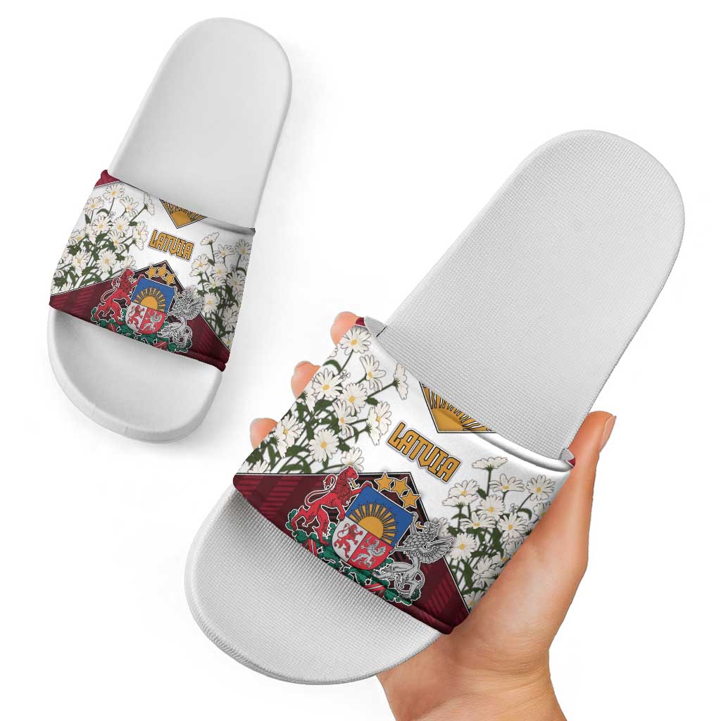 Latvia Slide Sandals Symbol With Latvians Patterns - Wonder Print Shop