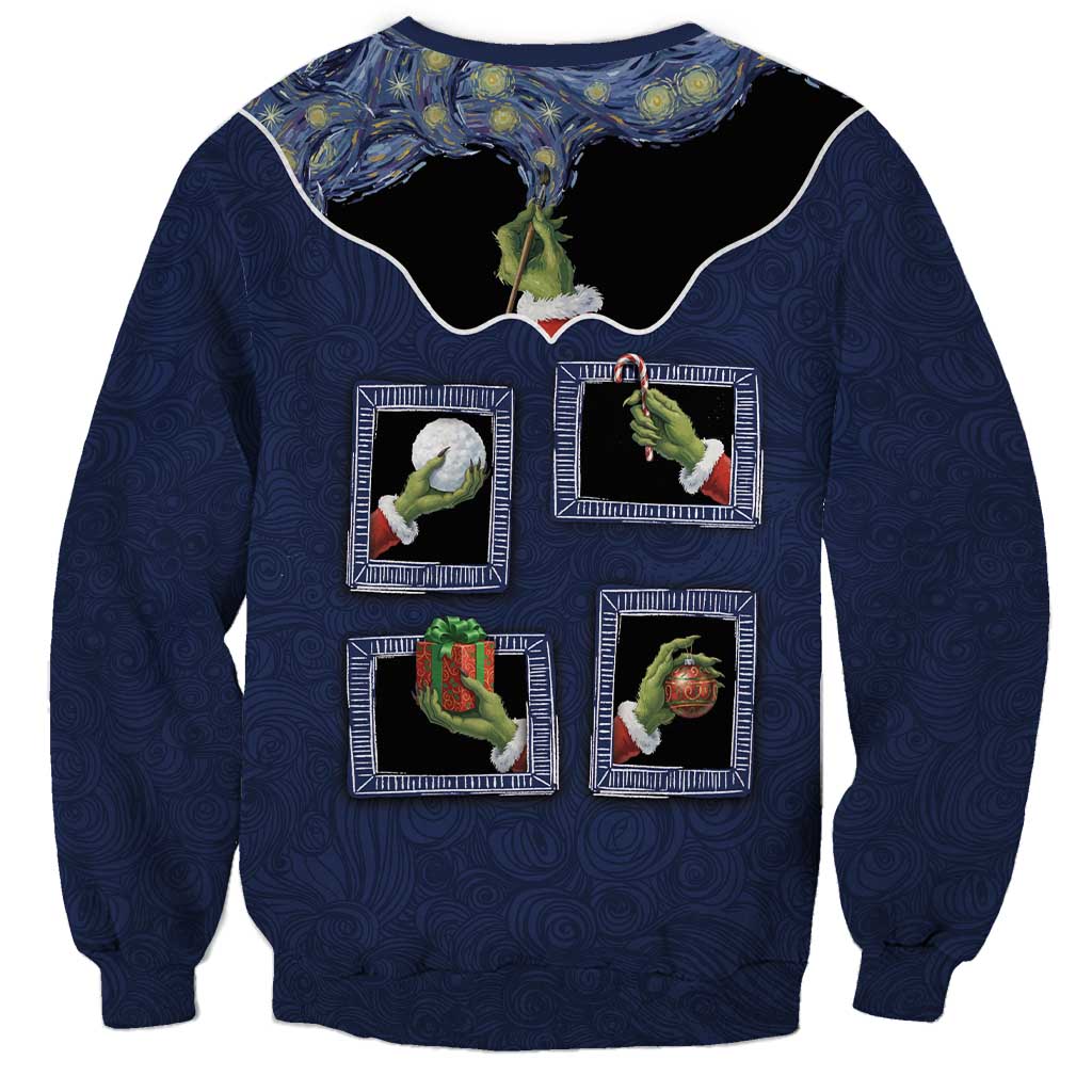 Western Yoke Sweatshirt Grinch Art Parody Christmas - Wonder Print Shop