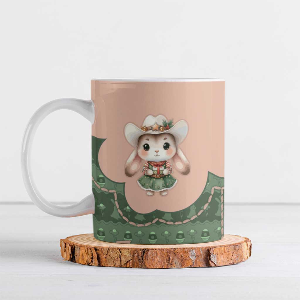 Western Yoke Ceramic Mug Rabbit Howdy Christmas - Wonder Print Shop