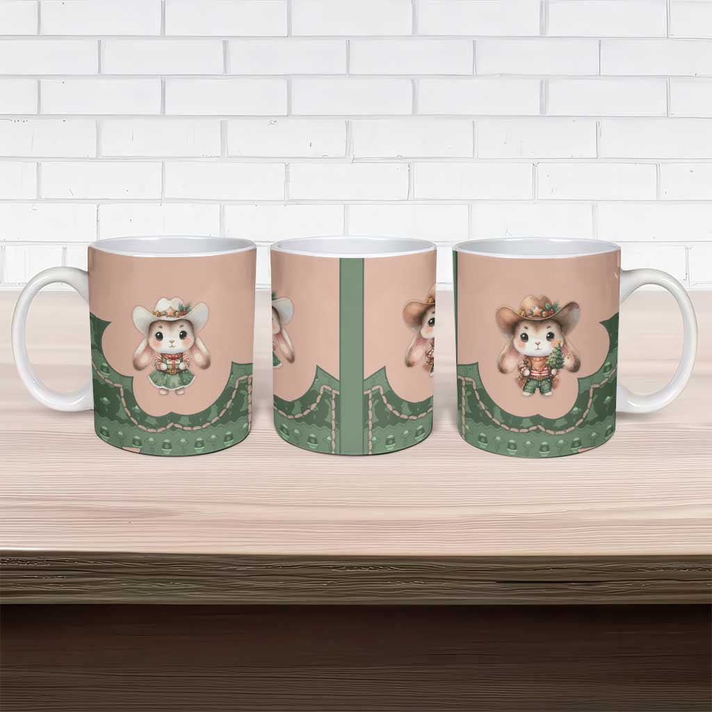 Western Yoke Ceramic Mug Rabbit Howdy Christmas - Wonder Print Shop