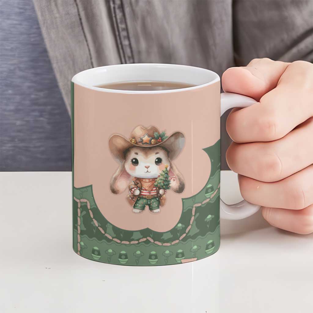 Western Yoke Ceramic Mug Rabbit Howdy Christmas - Wonder Print Shop
