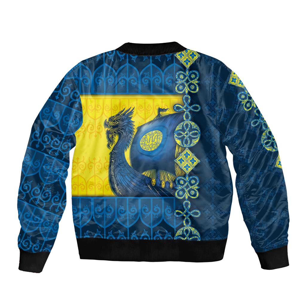 Kievan Rus Bomber Jacket Slavic Dragon Ship - Wonder Print Shop