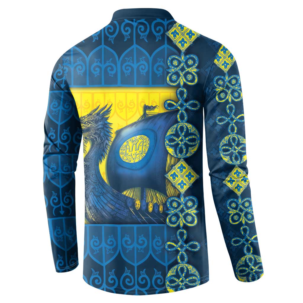 Kievan Rus Button Sweatshirt Slavic Dragon Ship - Wonder Print Shop