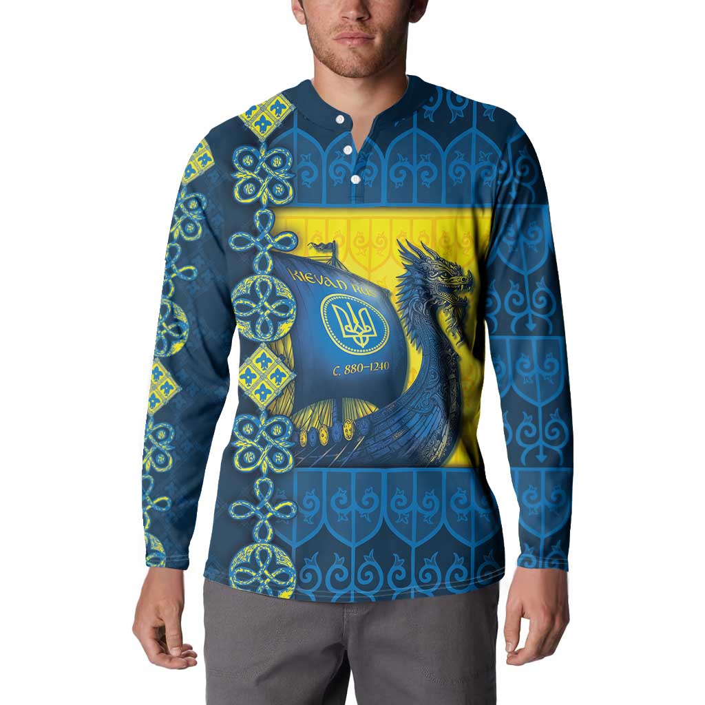 Kievan Rus Button Sweatshirt Slavic Dragon Ship - Wonder Print Shop
