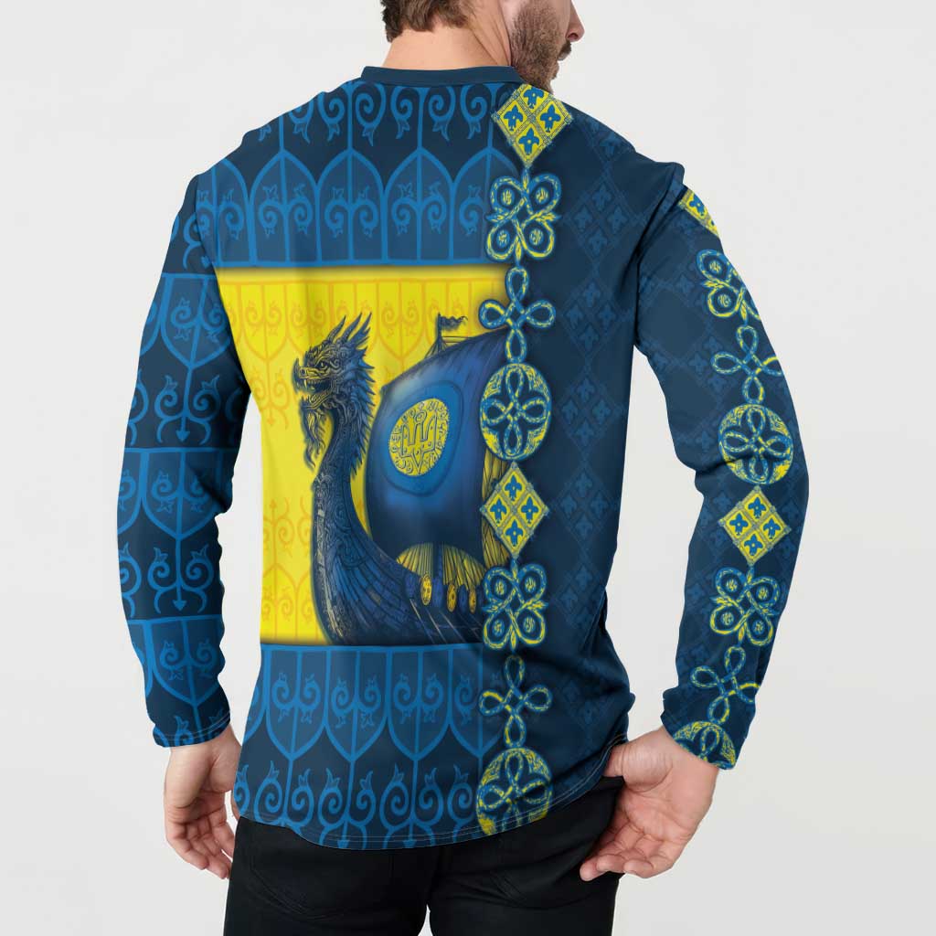 Kievan Rus Button Sweatshirt Slavic Dragon Ship - Wonder Print Shop