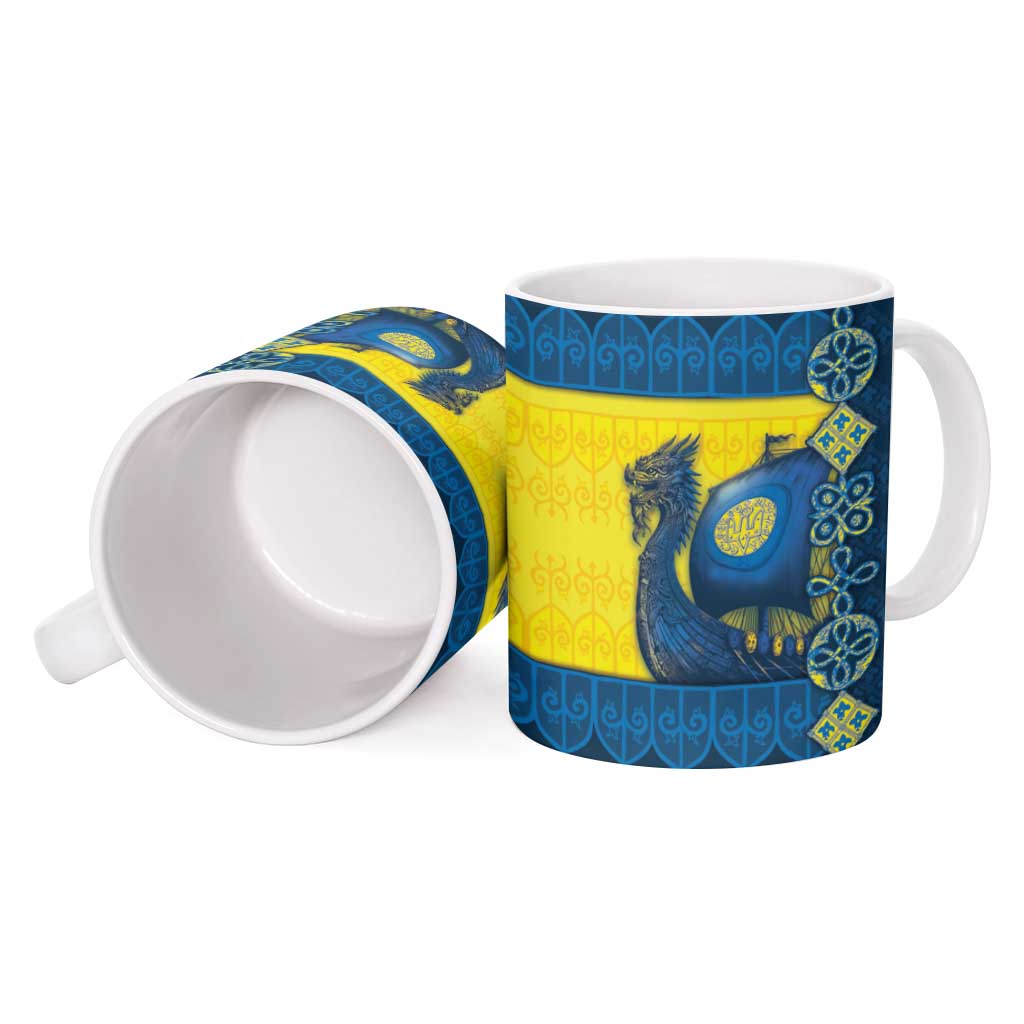 Kievan Rus Ceramic Mug Slavic Dragon Ship - Wonder Print Shop