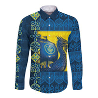 Kievan Rus Long Sleeve Button Shirt Slavic Dragon Ship - Wonder Print Shop