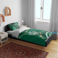 Mexico Football Bedding Set Aztec Eagle With Mini Floral Patterns