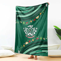 Mexico Football Blanket Aztec Eagle With Mini Floral Patterns
