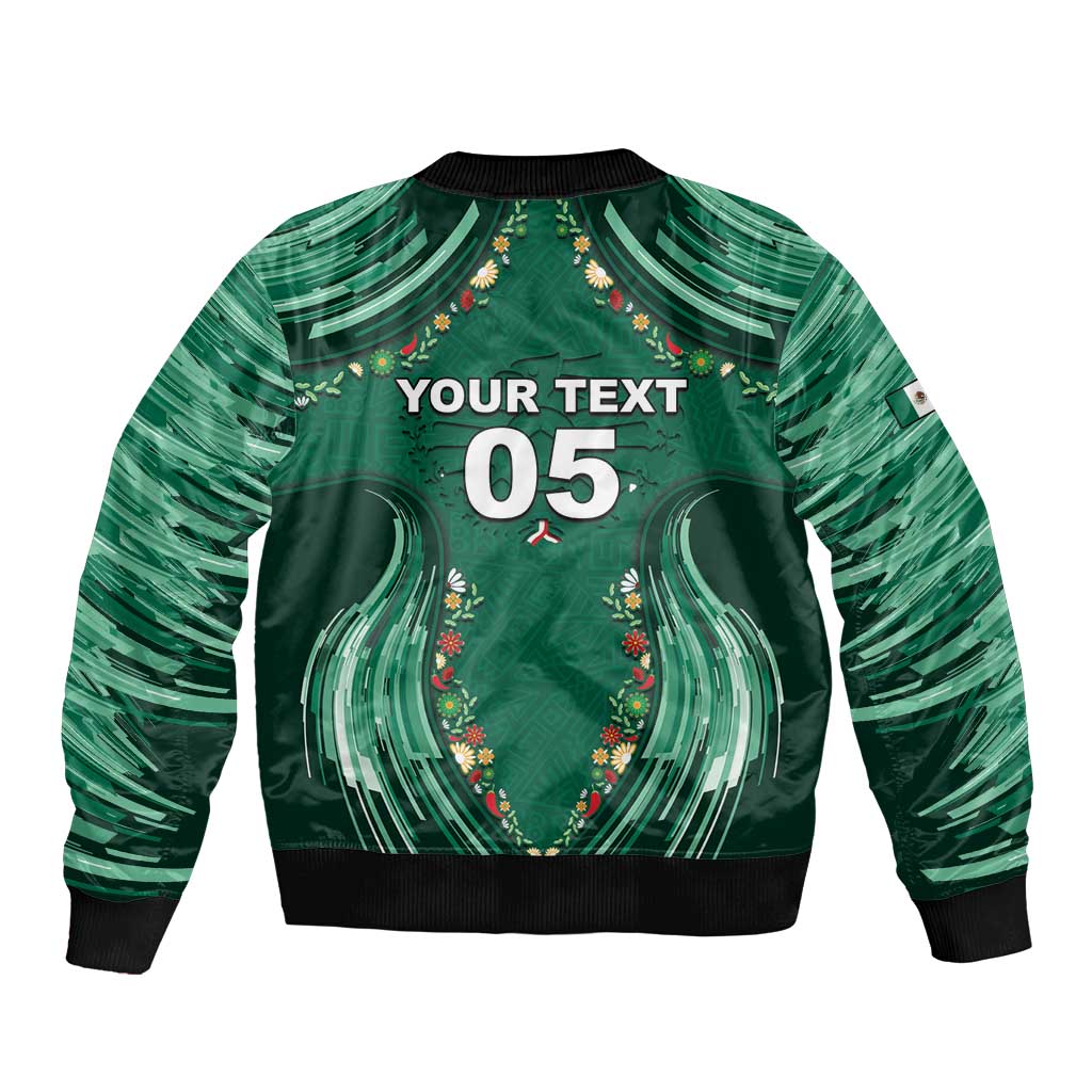 Custom Mexico Football Bomber Jacket Aztec Eagle With Mini Floral Patterns